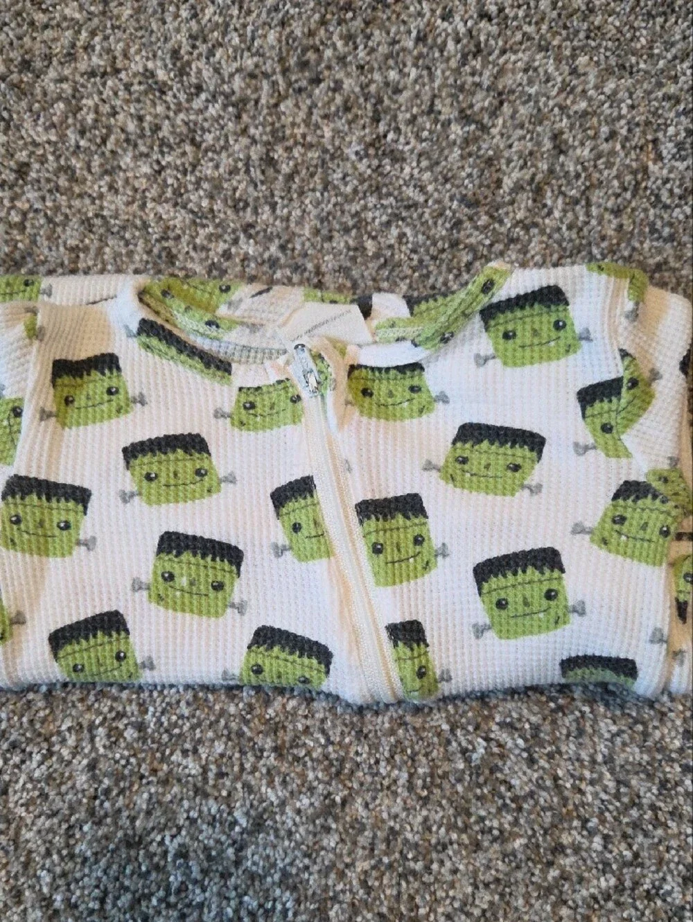 Worth White and Green Frankenstein Print Kids Footed One-Piece